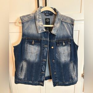 Harley Davidson Women's Blue Denim Sleeveless Vest